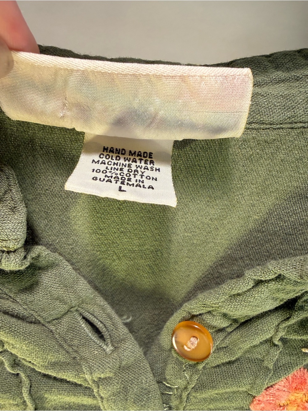 Embroidered Olive Green Women's Tunic Top - Picture 3 of 4